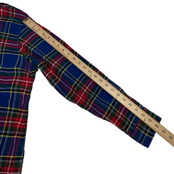 Land's End Traditional Fit Blue Red Plaid Flannel Button Down Shirt - Men’s XL - Picture 5 of 10